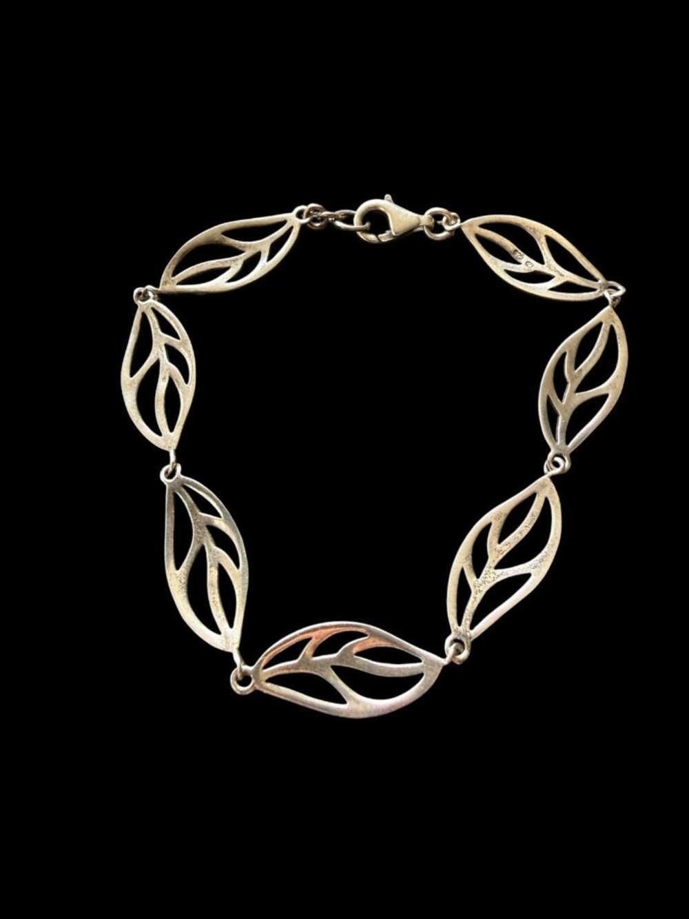 925 Sterling Silver Open Work Leaf Link Bracelet 7.5” - Picture 5 of 7